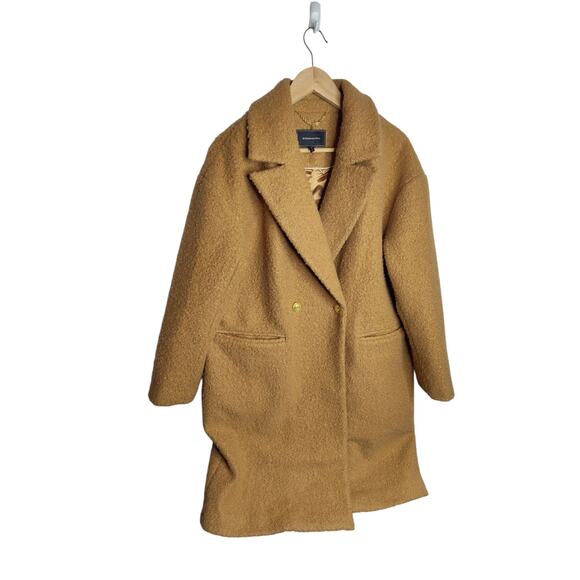BCBGMAXAZRIA Camel Midlength Teddy Coat Fall Quiet Luxury L - Picture 1 of 9